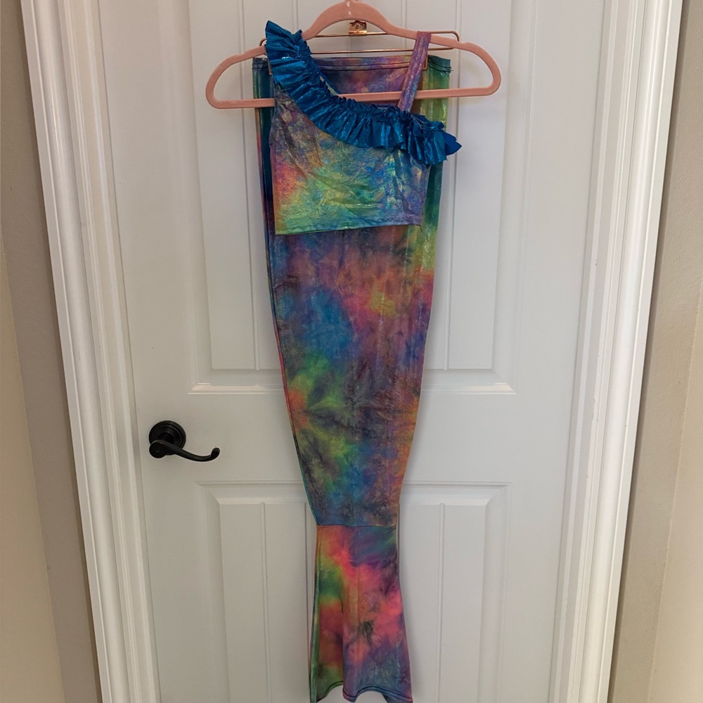 Mermaid Tie-Dye One-Shoulder Dance Costume Set